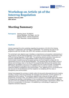 Summary | workshop on Article 36 of Interreg Regulation