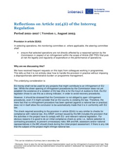 Factsheet | Handling provisions in Art 22 Interreg regulation