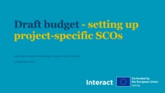 Draft budget and project specific SCOs