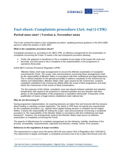 Factsheet | Compliants procedure