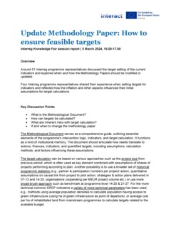  Interreg Knowledge Fair 2024 Day 1 | Update Methodology Paper: How to ensure feasible targets