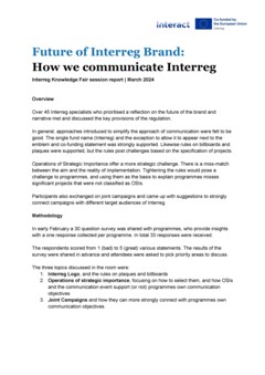 Interreg Knowledge Fair 2024 Day 1 | Future of Interreg brand: How we communicate Interreg