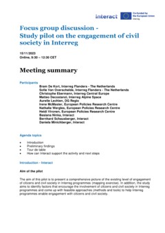 Focus Group discussion Study on the engagement of civil society in Interreg
