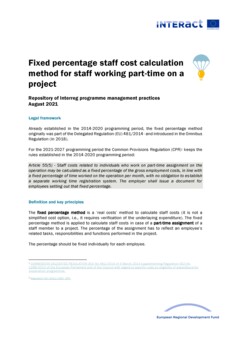 Factsheet| Fixed percentage part time staff costs 