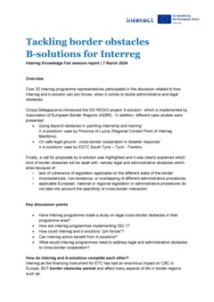 Interreg Knowledge Fair 2024 Day 3 | Tackling cross-border obstacles: B-solutions for Interreg