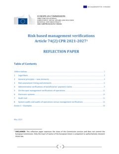 Reflection paper on Risk Based Management Verifications