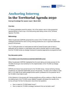 Interreg Knowledge Fair 2024 Day 1 | Anchoring Interreg in the Territorial Agenda 2030: Review of the TA 2030