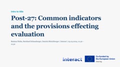 Interreg Knowledge Fair 2024 Day 1 | Post 2027: Common indicators, provisions effecting evaluation