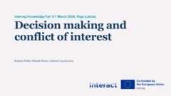 Interreg Knowledge Fair 2024 Day 1 | Decision making and conflict of interest