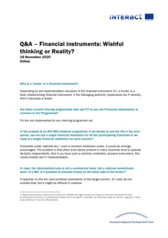 Financial instruments in Interreg: Wishful thinking or reality?