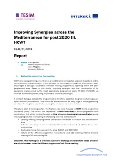  Report | Improving Synergies in the Mediterranean - How | Interact and Tesim