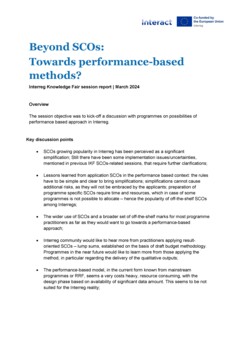 Interreg Knowledge Fair 2024 Day 2 | Beyond SCOs: Towards performance based methods