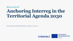 Interreg Knowledge Fair 2024 Day 1 | Anchoring Interreg in the Territorial Agenda 2030: Review of the TA 2030
