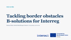 Interreg Knowledge Fair 2024 Day 3 | Tackling cross-border obstacles: B-solutions for Interreg